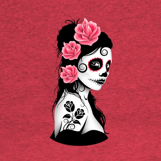 Pink Day of the Dead Sugar Skull Girl by jeffbartels